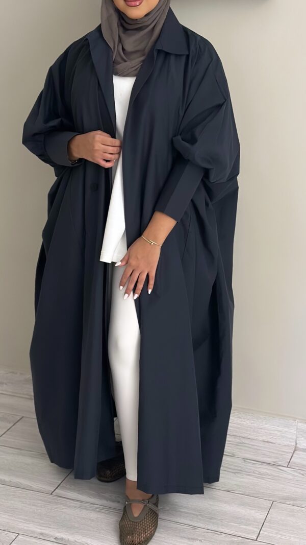 ⁦Navy freesize abaya-Trench⁩ - الصورة ⁦3⁩