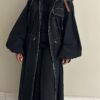 Trench coat puff sleeve-التسليم بعد العيد