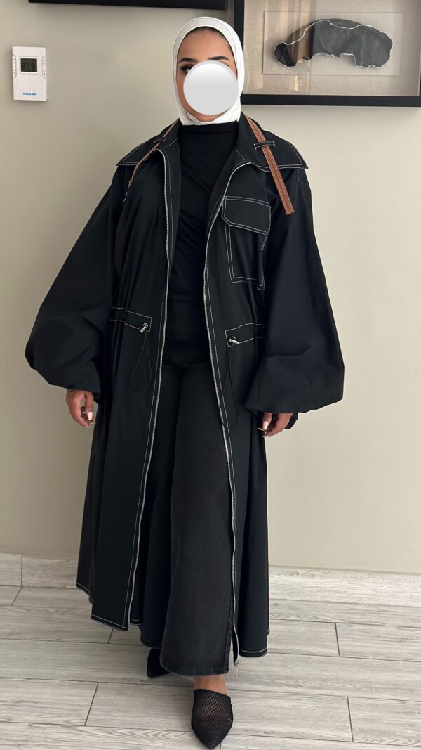Trench coat puff sleeve-التسليم بعد العيد