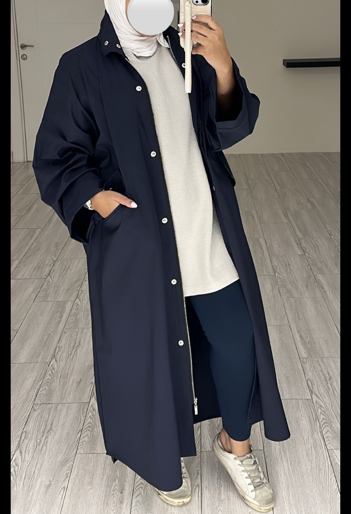 Basic trench coat navy blue - الصورة 2