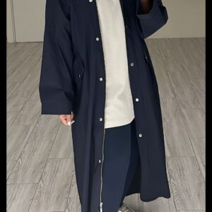 Basic trench coat navy blue - الصورة 3