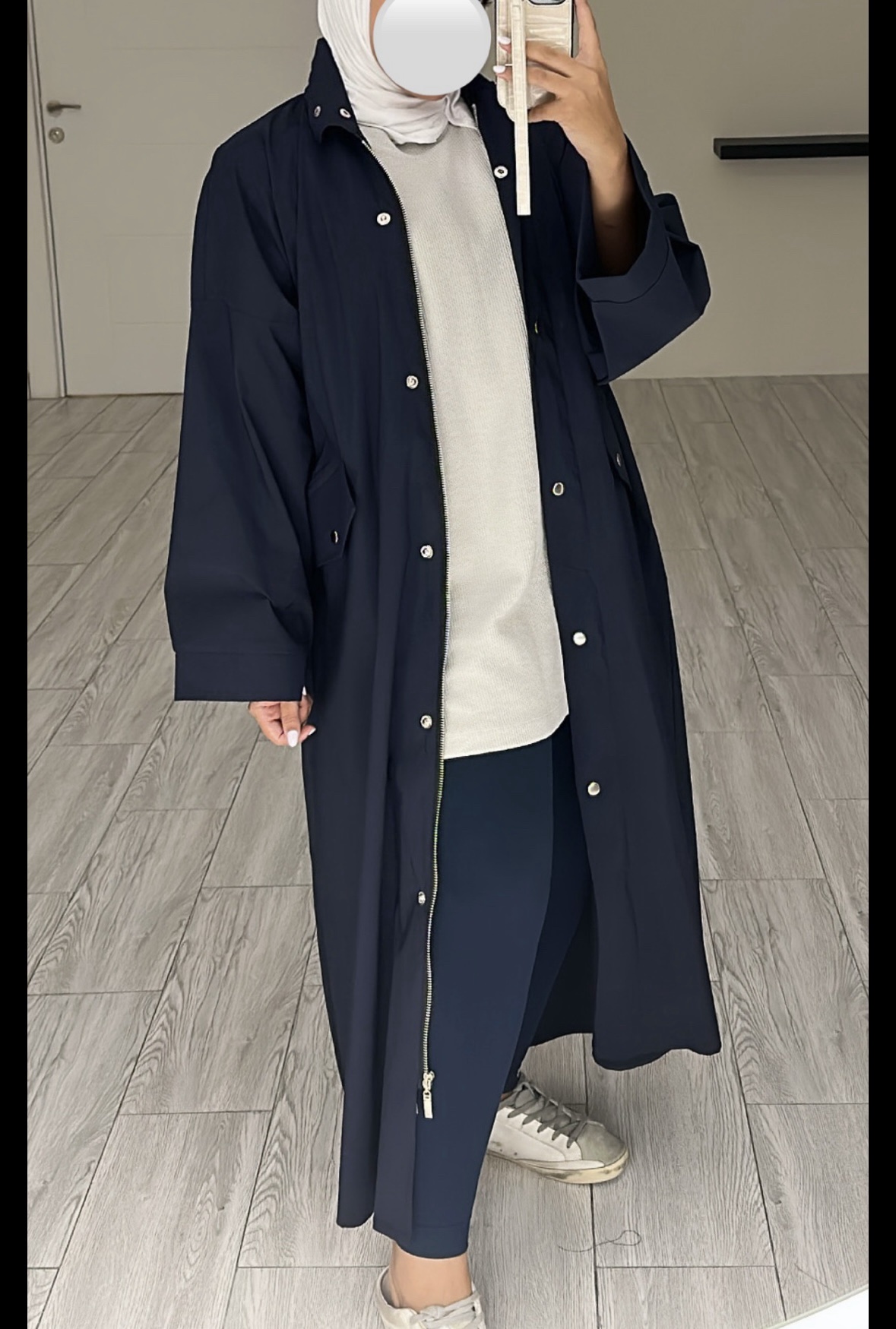 Basic trench coat navy blue - الصورة 3