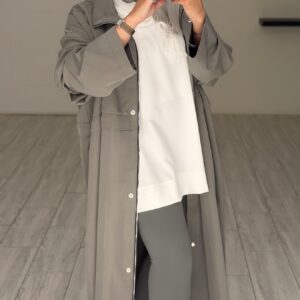 ⁦Relaxed trench coat - Grey⁩ - الصورة ⁦3⁩