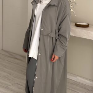 ⁦Relaxed trench coat - Grey⁩ - الصورة ⁦5⁩