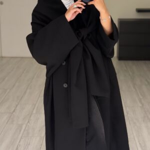 Alternative view of Abaya/Blazer - wrapped scarf- Black