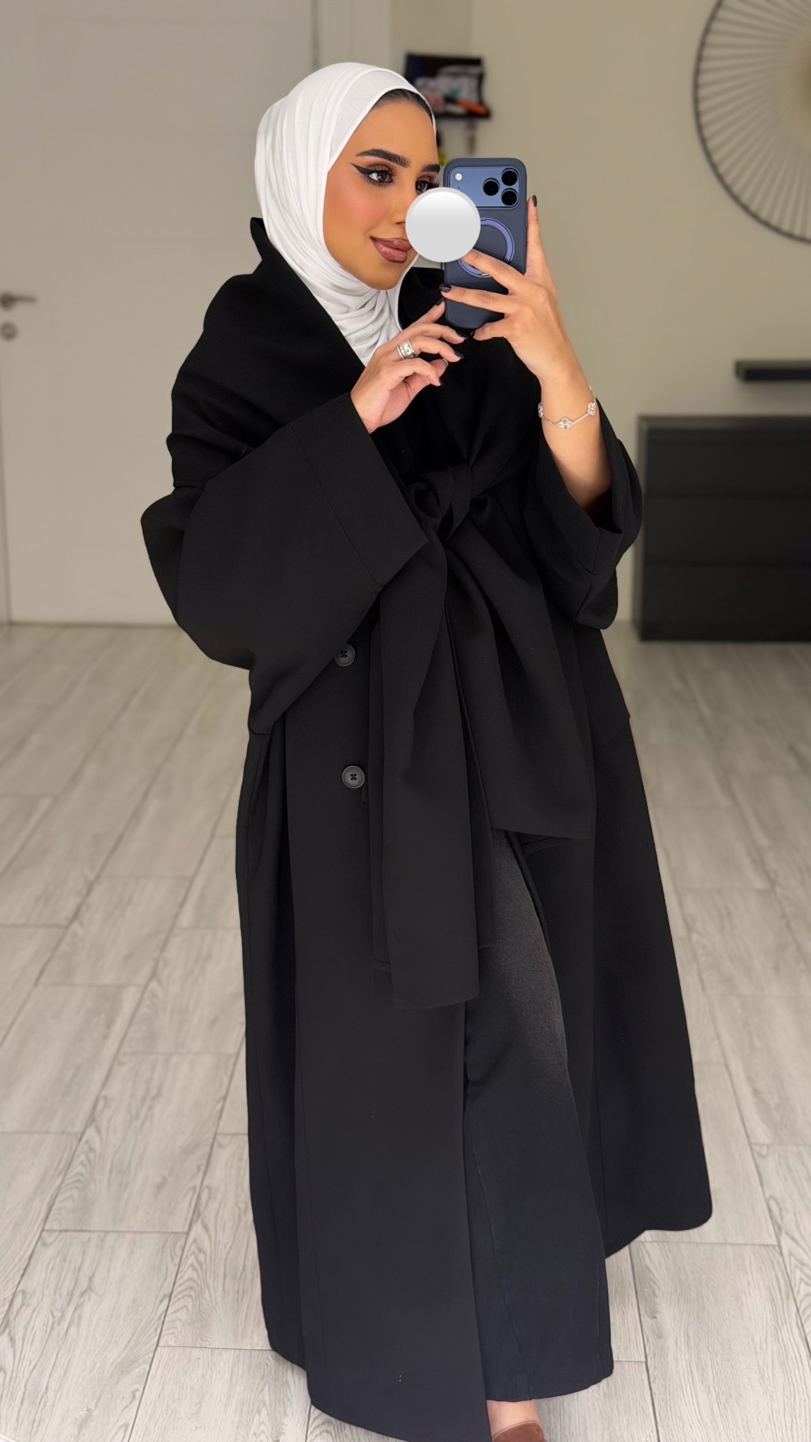 Abaya/Blazer - wrapped scarf- Black - الصورة 2