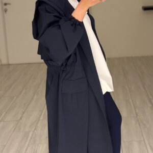 Hoodie Trench Coat - Navy - الصورة 6