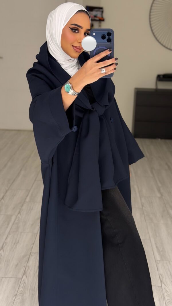 ⁦Abaya/Blazer - wrapped scarf- Navy⁩ - الصورة ⁦3⁩