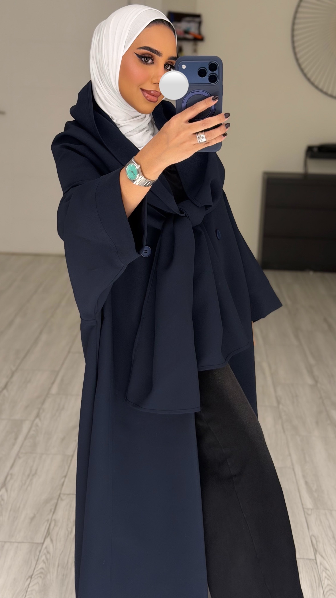 Abaya/Blazer - wrapped scarf- Navy - الصورة 3