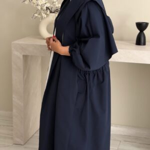 Hoodie Trench Coat - Navy - الصورة 7