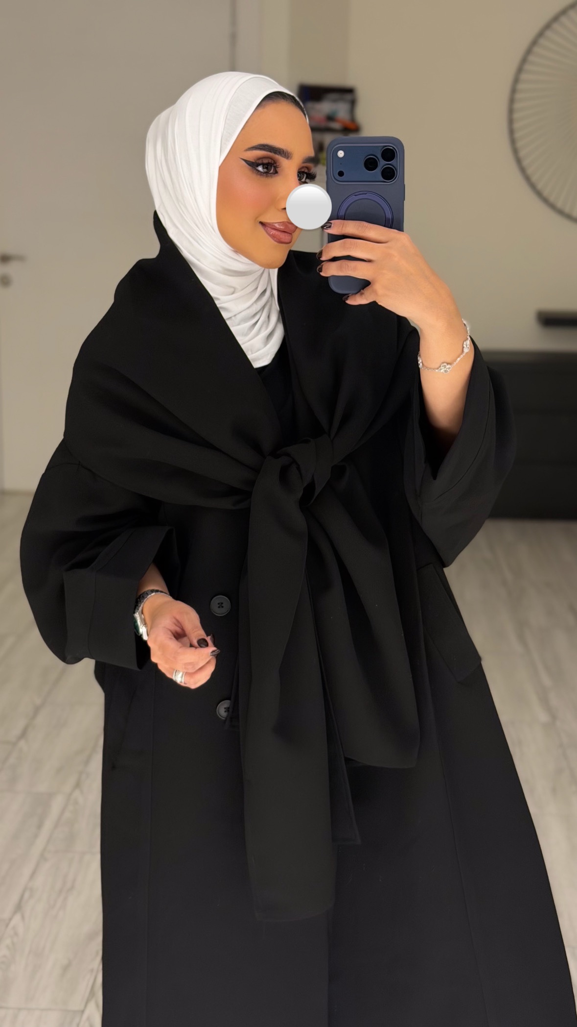 Abaya/Blazer - wrapped scarf- Black - الصورة 3