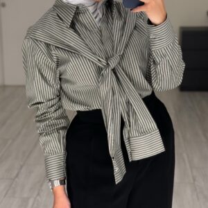 Double sleeve basic Shirt GreyXBlack