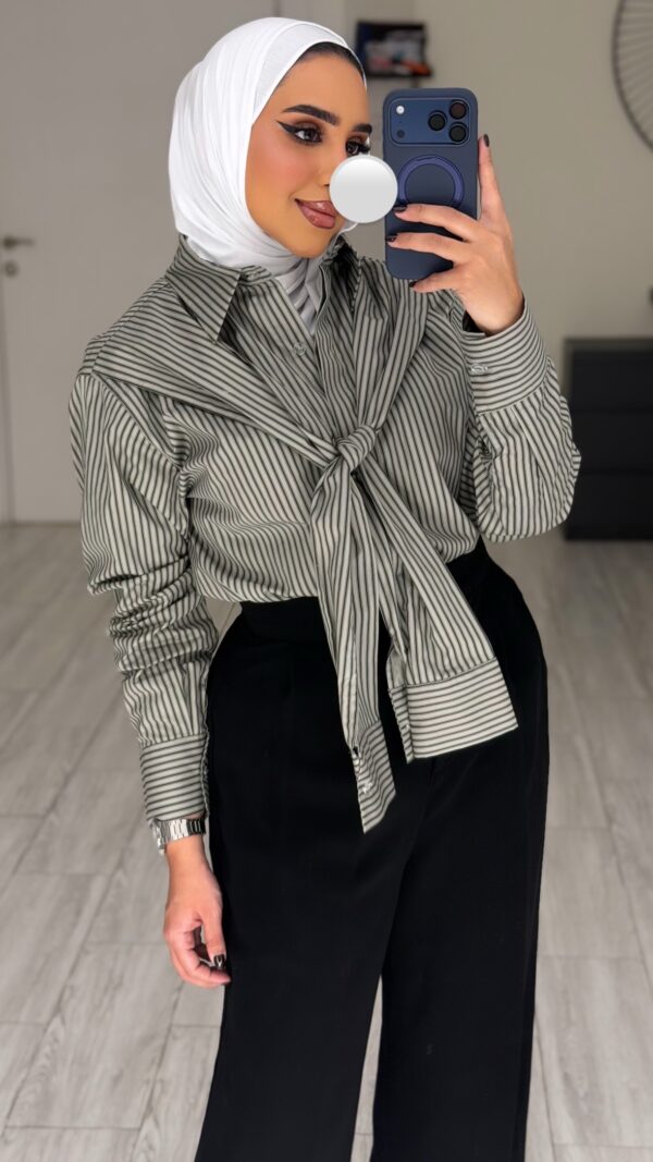 Double sleeve basic Shirt GreyXBlack