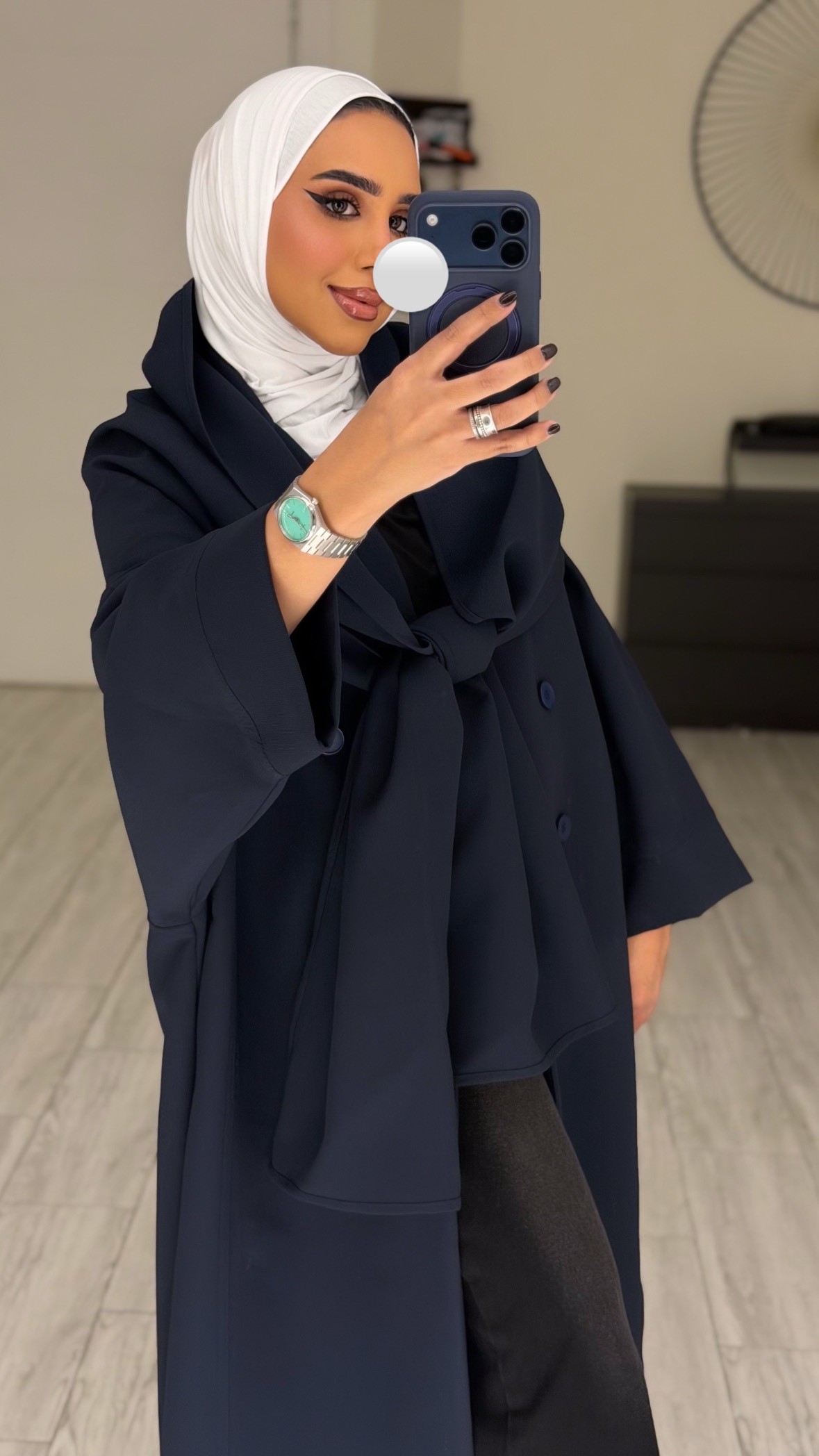 Abaya/Blazer - wrapped scarf- Navy - الصورة 2