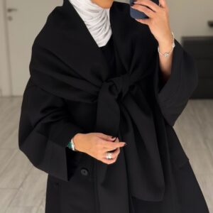 Abaya/Blazer - wrapped scarf- Black