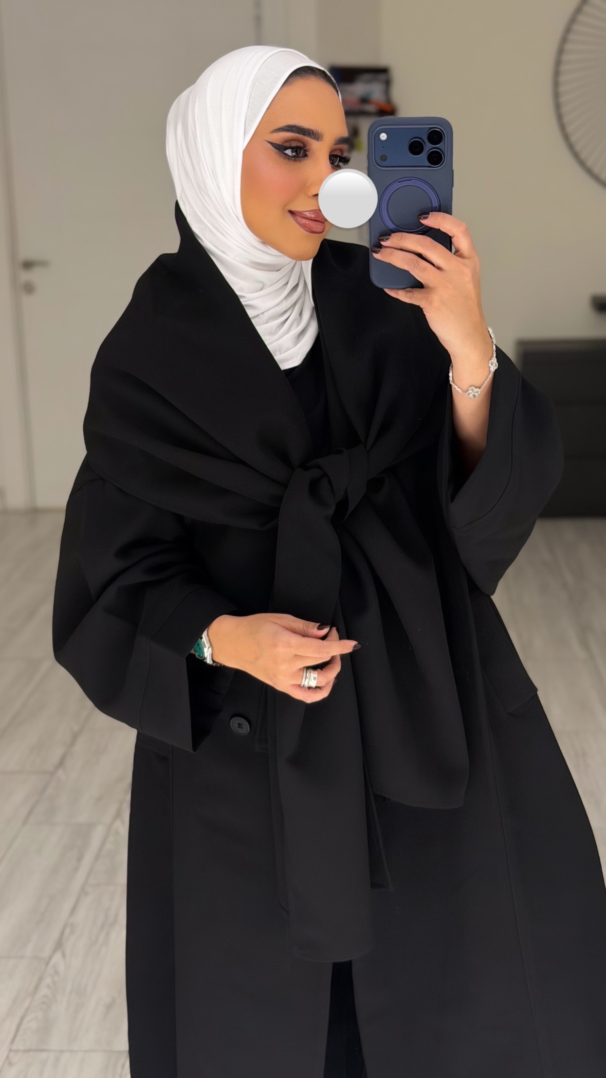 Abaya/Blazer - wrapped scarf- Black
