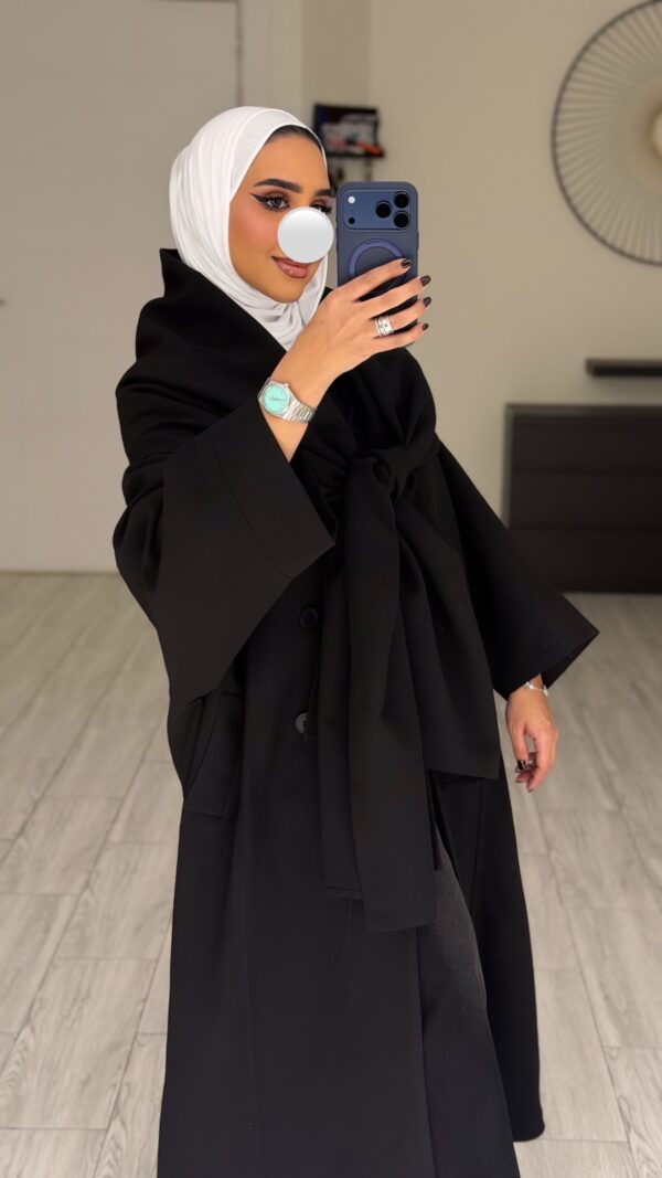 ⁦Abaya/Blazer - wrapped scarf- Black⁩ - الصورة ⁦6⁩