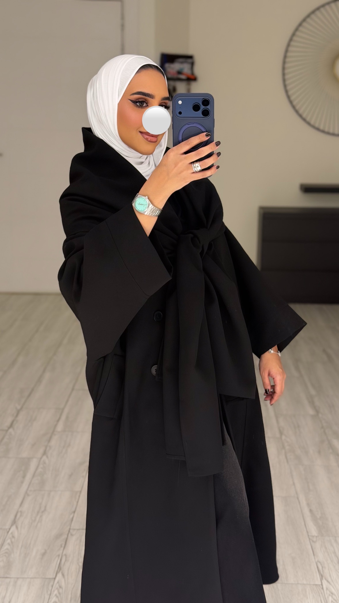 Abaya/Blazer - wrapped scarf- Black - الصورة 6