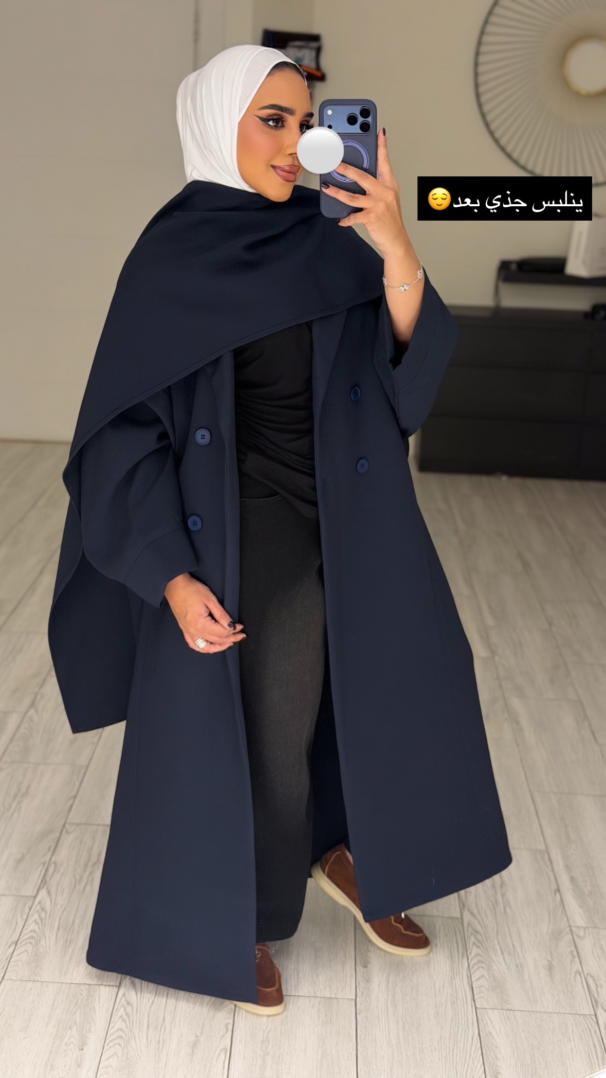Abaya/Blazer - wrapped scarf- Navy - الصورة 6