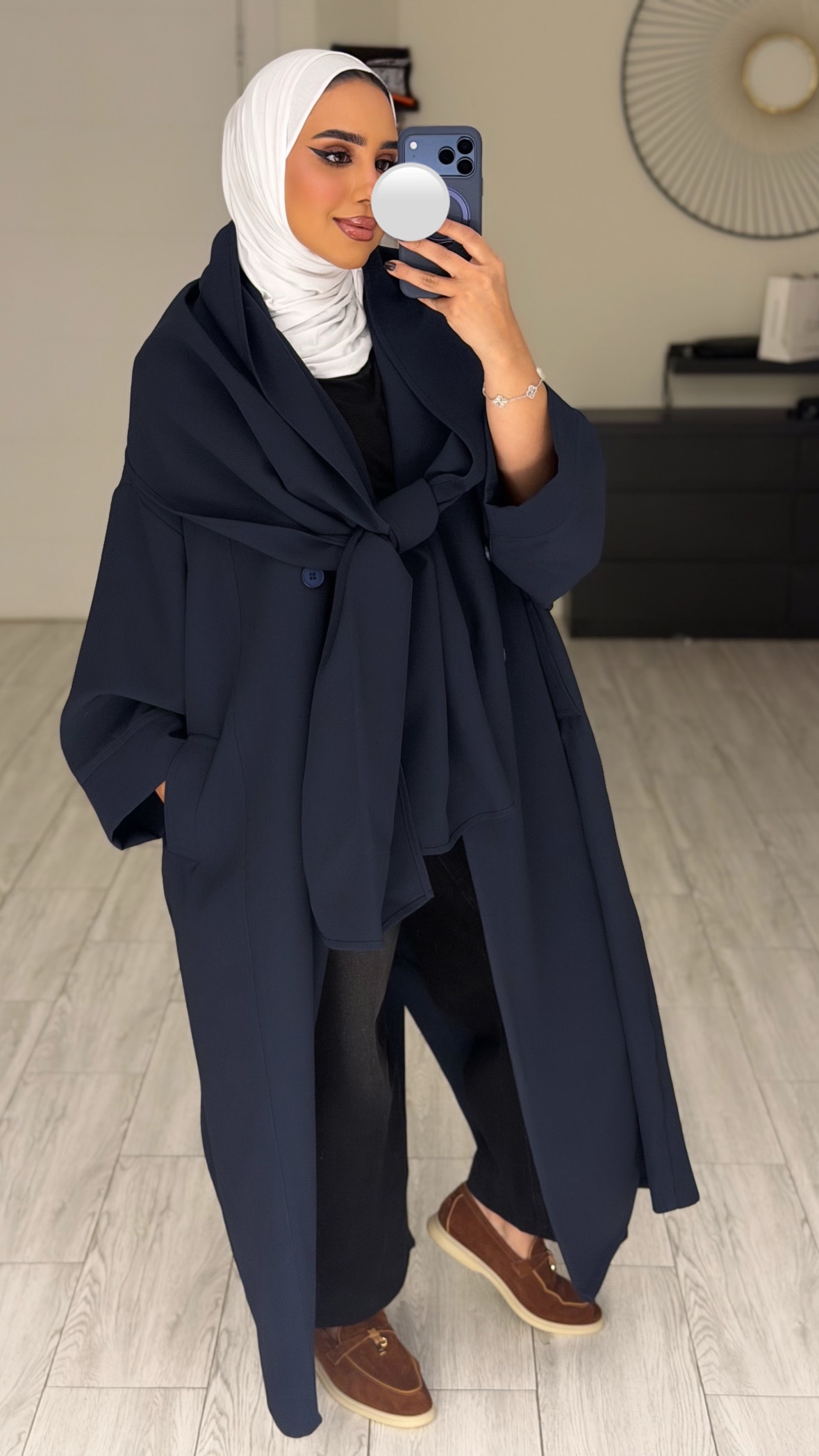 Abaya/Blazer - wrapped scarf- Navy - الصورة 7