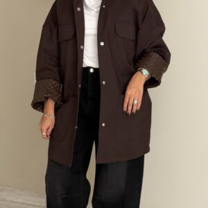 Brown jacket- hand made leather sleeve