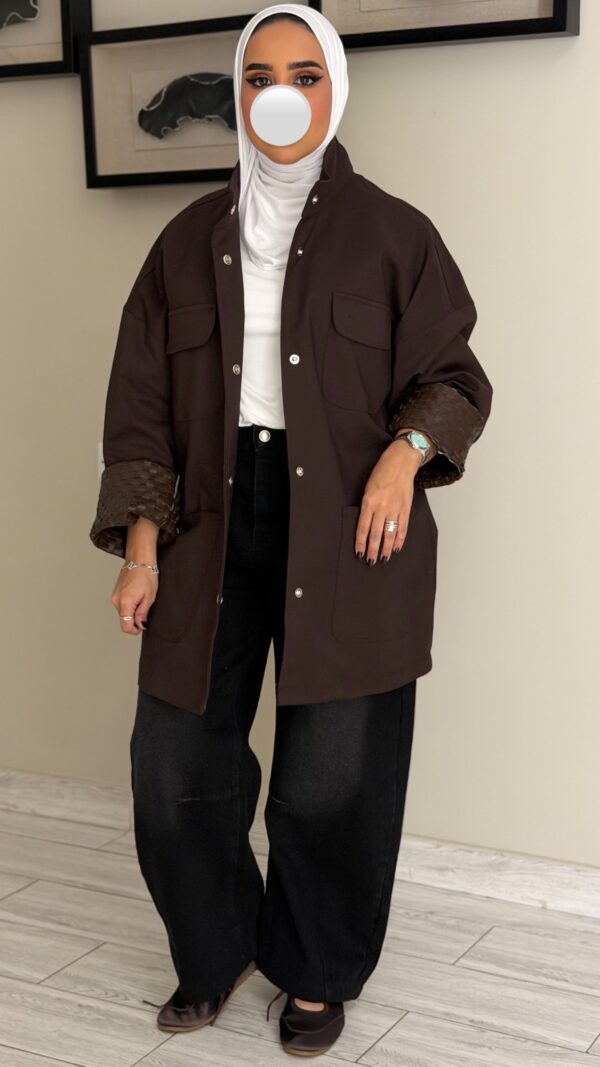 Brown jacket- hand made leather sleeve