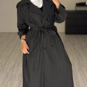 Alternative view of GreyXBlack Checked Trench coat