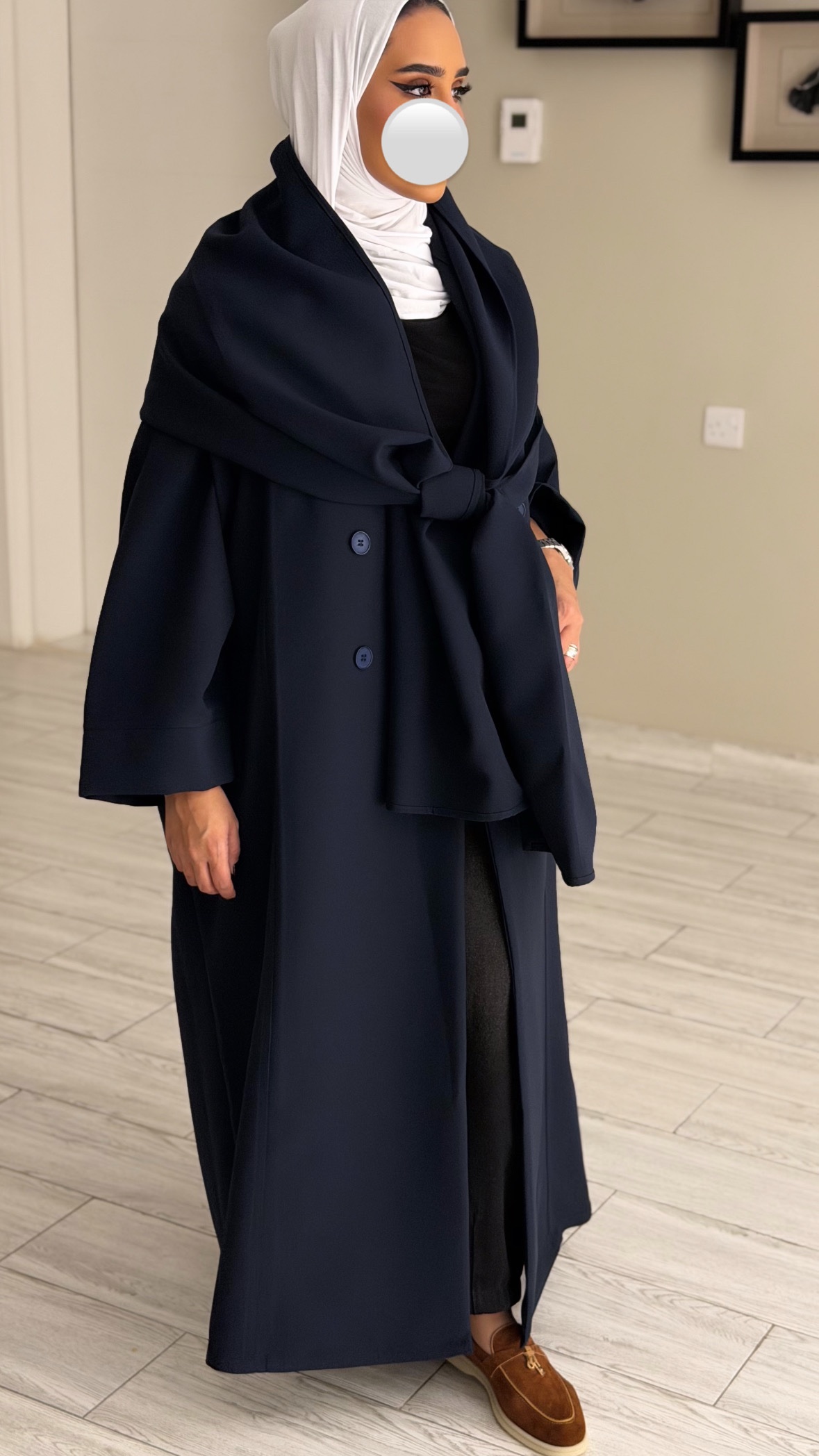 Abaya/Blazer - wrapped scarf- Navy - الصورة 5