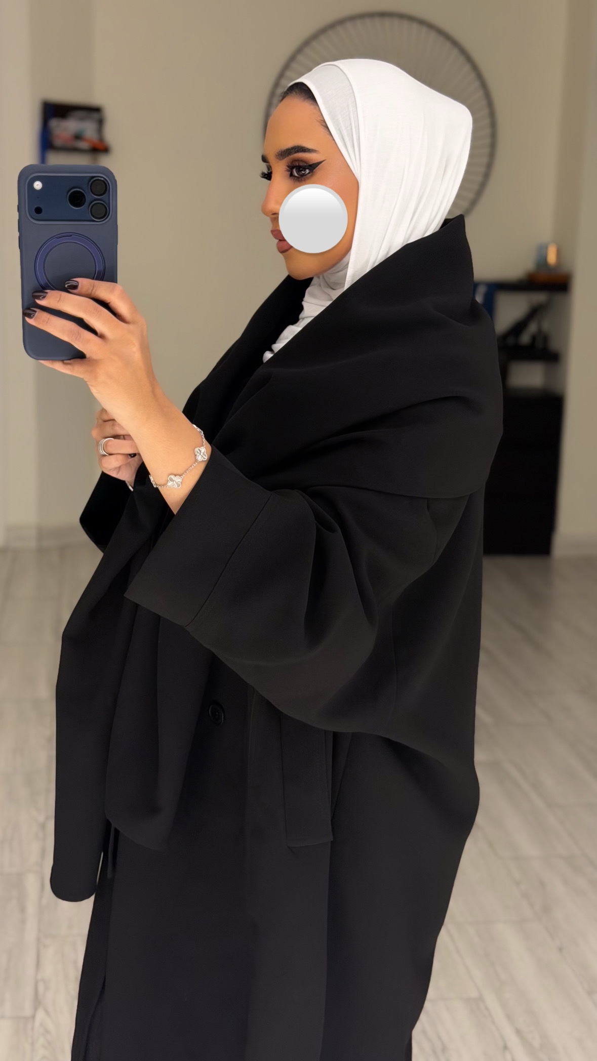 Abaya/Blazer - wrapped scarf- Black - الصورة 5
