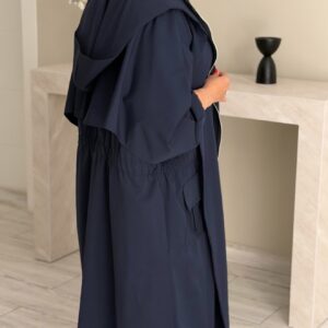Hoodie Trench Coat - Navy - الصورة 3