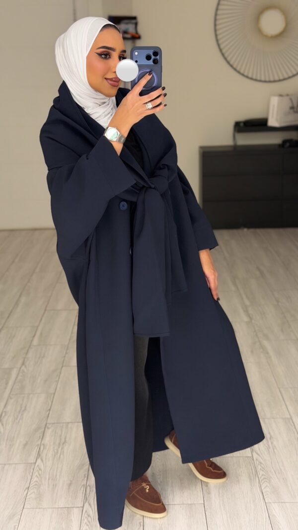 ⁦Abaya/Blazer - wrapped scarf- Navy⁩ - الصورة ⁦8⁩
