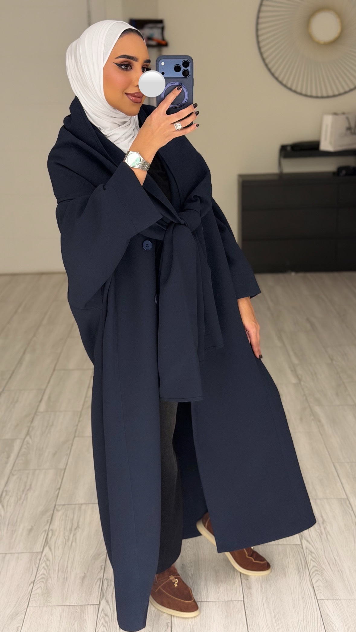 Abaya/Blazer - wrapped scarf- Navy - الصورة 8