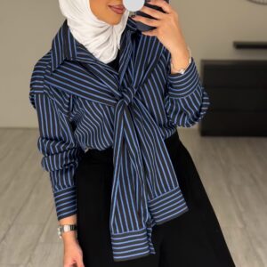 Alternative view of Double sleeve basic Shirt blueXblack