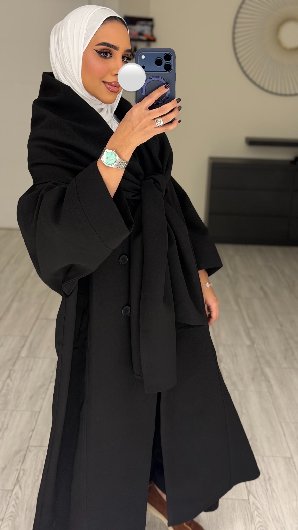 Abaya/Blazer - wrapped scarf- Black - الصورة 7