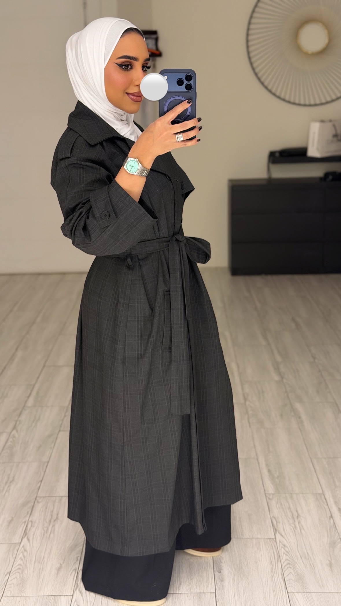 GreyXBlack Checked Trench coat