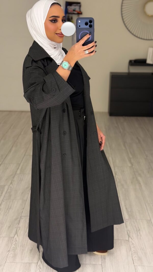 ⁦GreyXBlack Checked Trench coat⁩ - الصورة ⁦4⁩