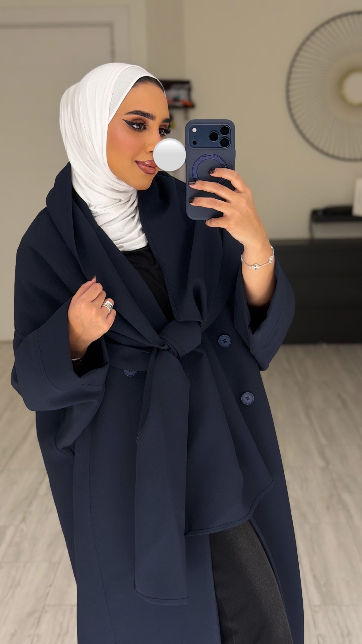 Abaya/Blazer - wrapped scarf- Navy