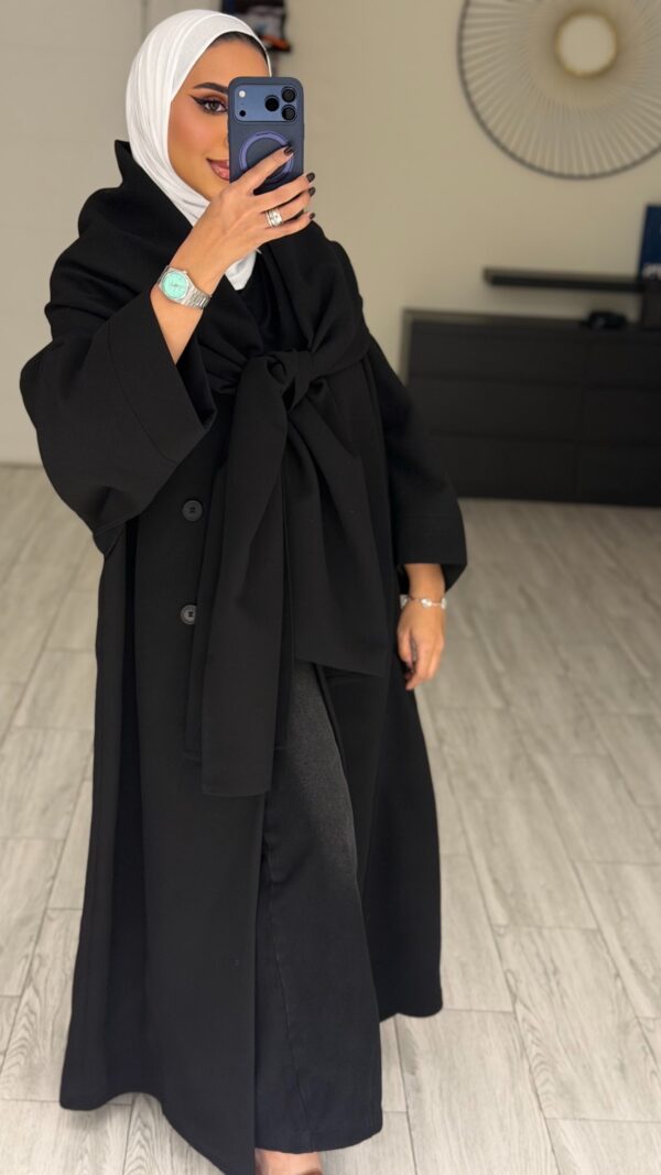 ⁦Abaya/Blazer - wrapped scarf- Black⁩ - الصورة ⁦4⁩