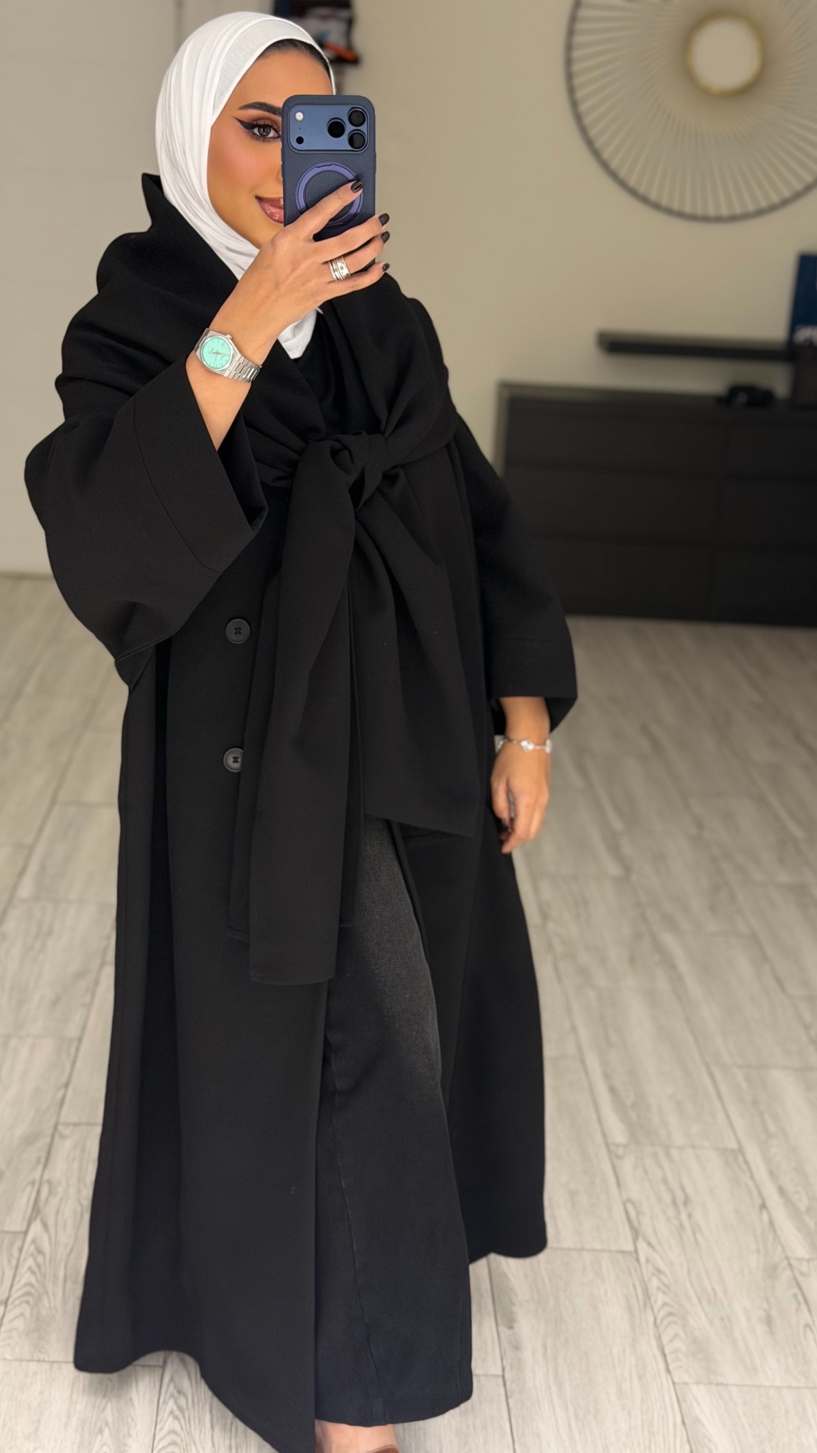 Abaya/Blazer - wrapped scarf- Black - الصورة 4