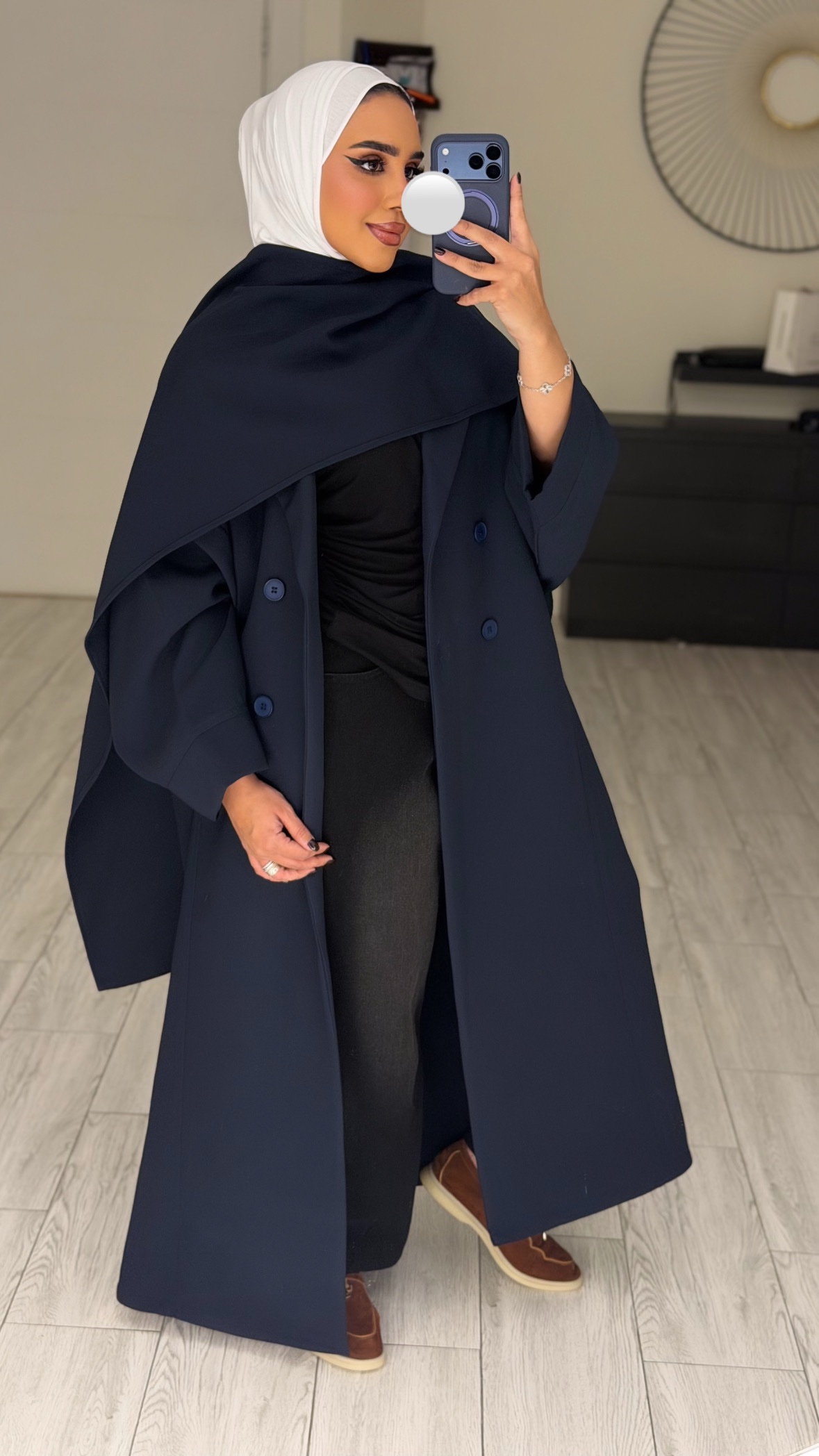 Abaya/Blazer - wrapped scarf- Navy - الصورة 4