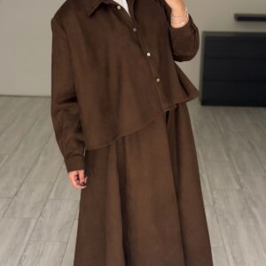 Alternative view of Suede Set - brown