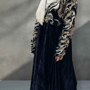 دراعه كلوش شك مخمل - كحلي