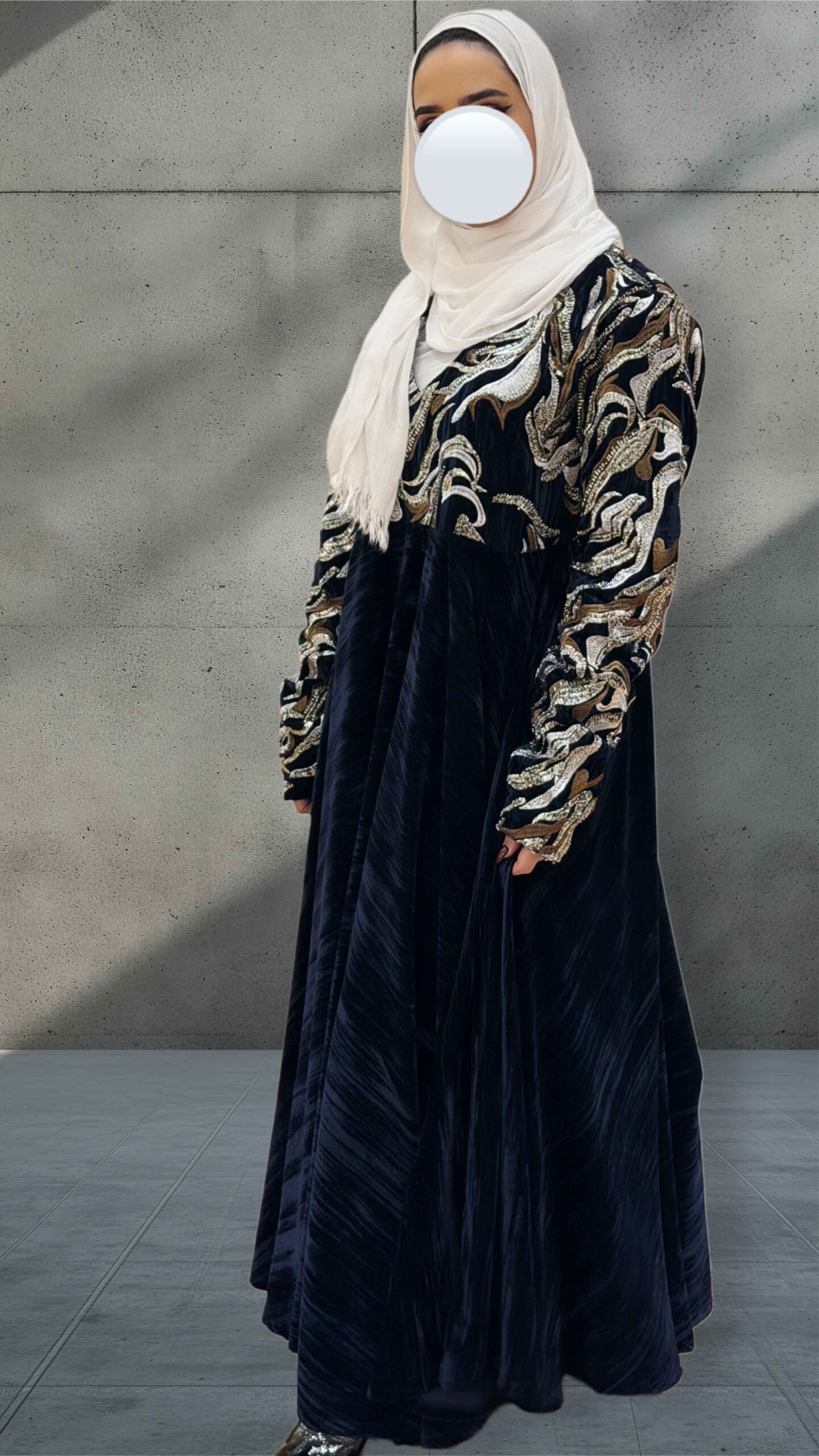 دراعه كلوش شك مخمل - كحلي