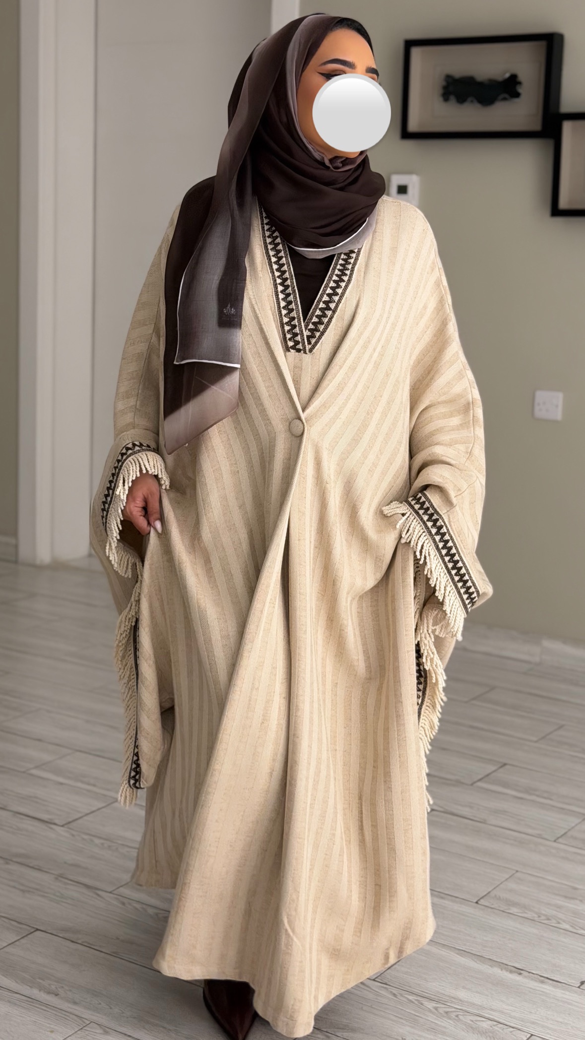 Lines kaftan - Beige - الصورة 3