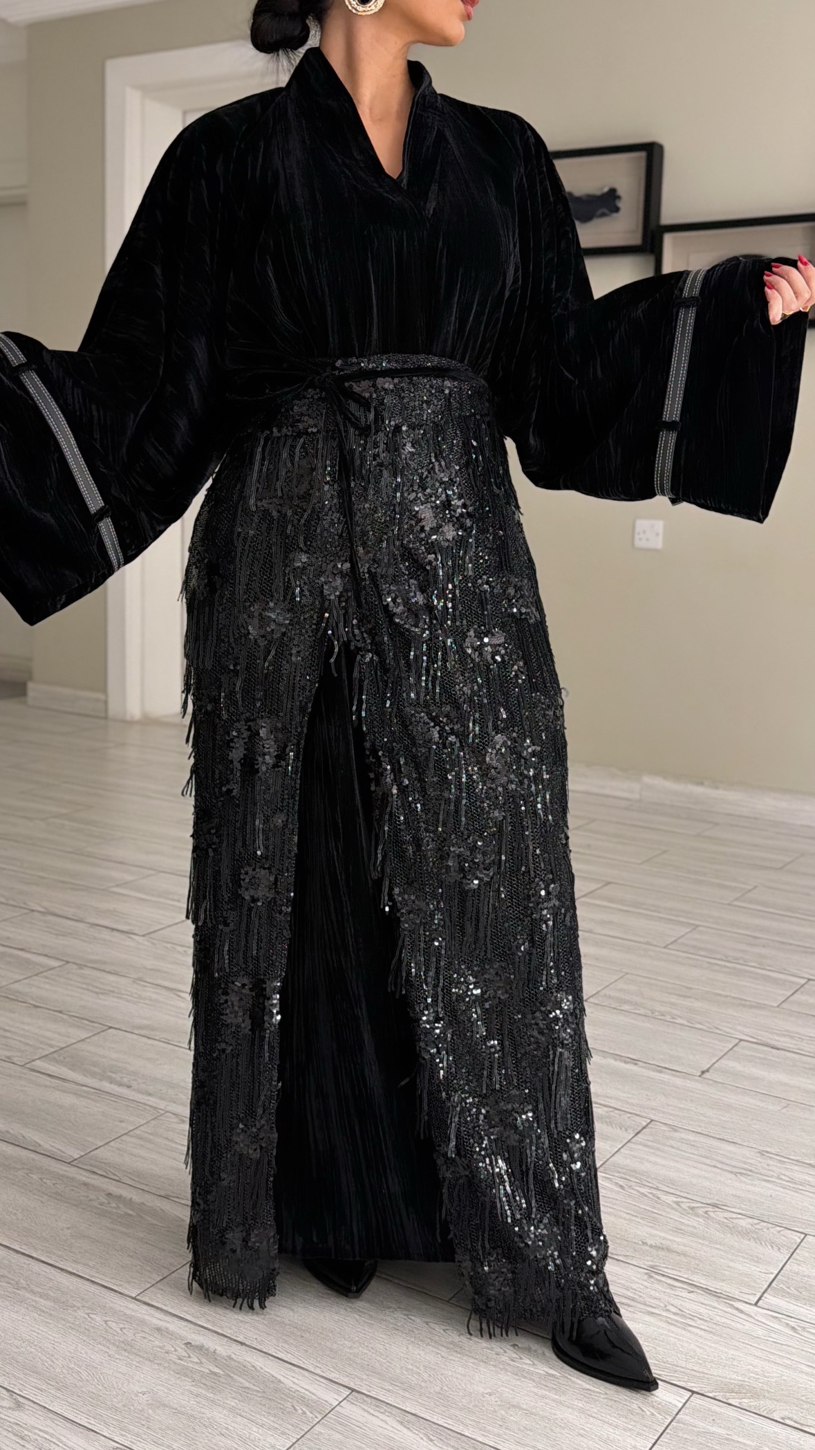 Glitter kaftan - black - الصورة 3