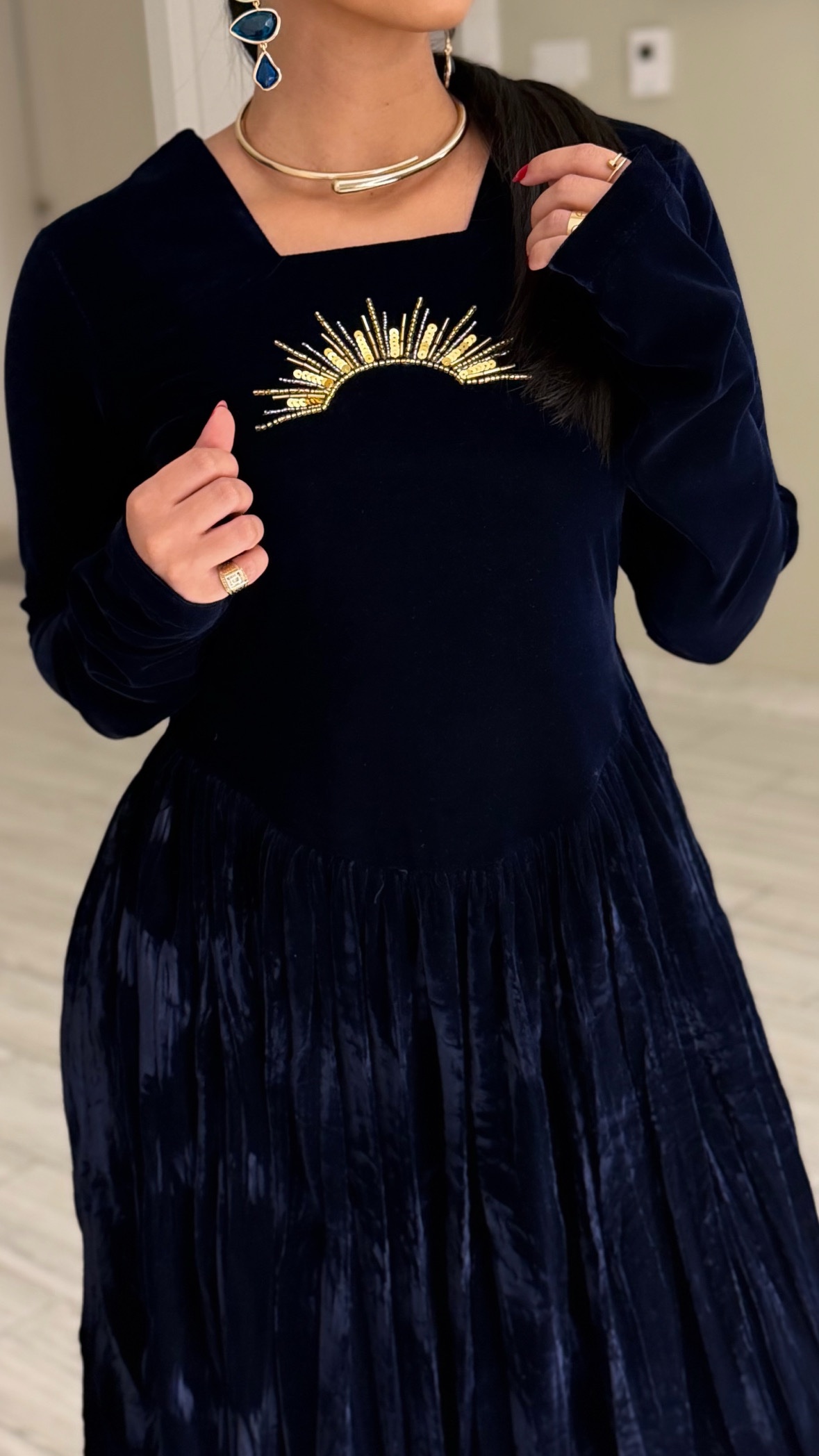 Navy kaftan - Sun - الصورة 4