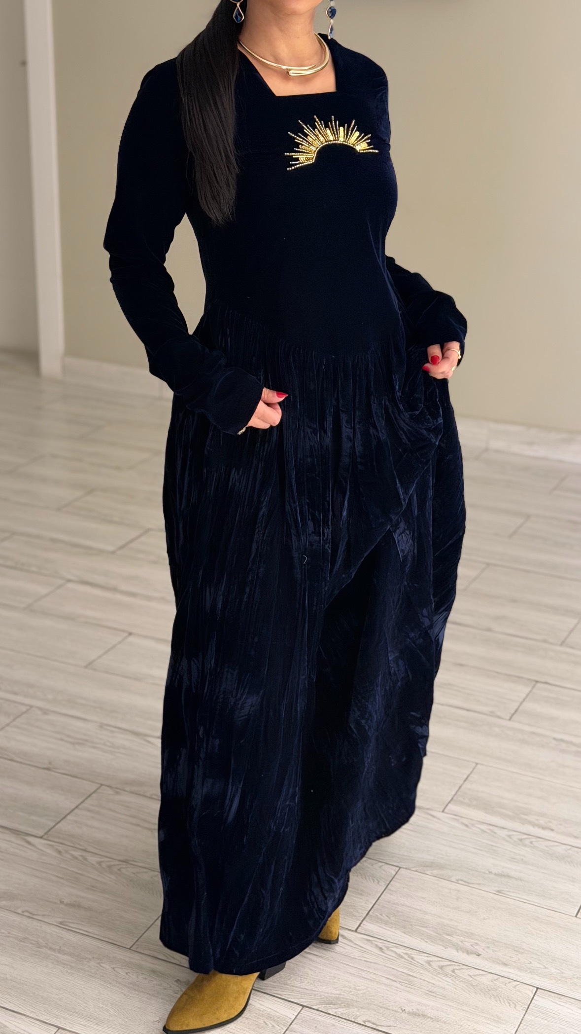 Navy kaftan - Sun - الصورة 3