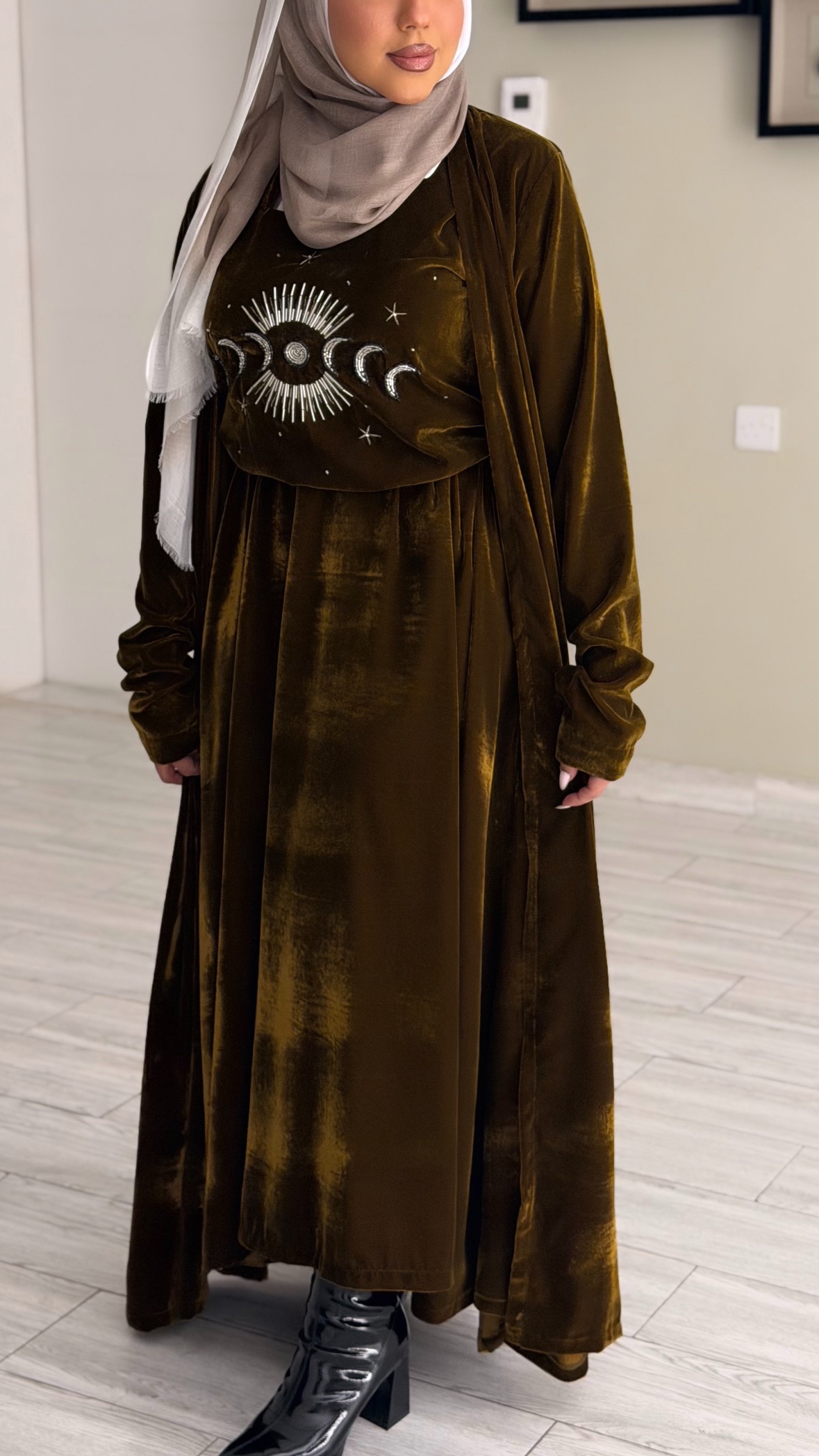 Gold kaftan cardiganxDress- Moon - الصورة 2