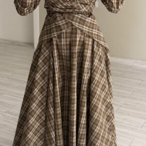 Wrapping Kaftan - Checked Beige