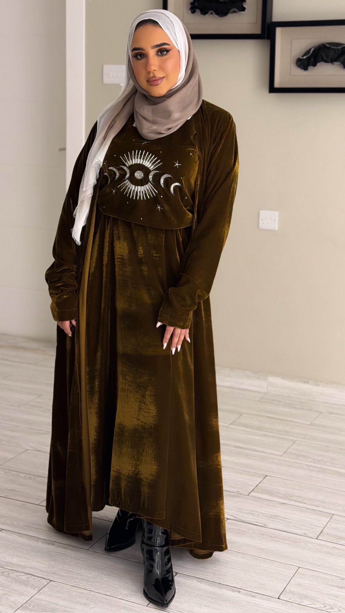 Gold kaftan cardiganxDress- Moon